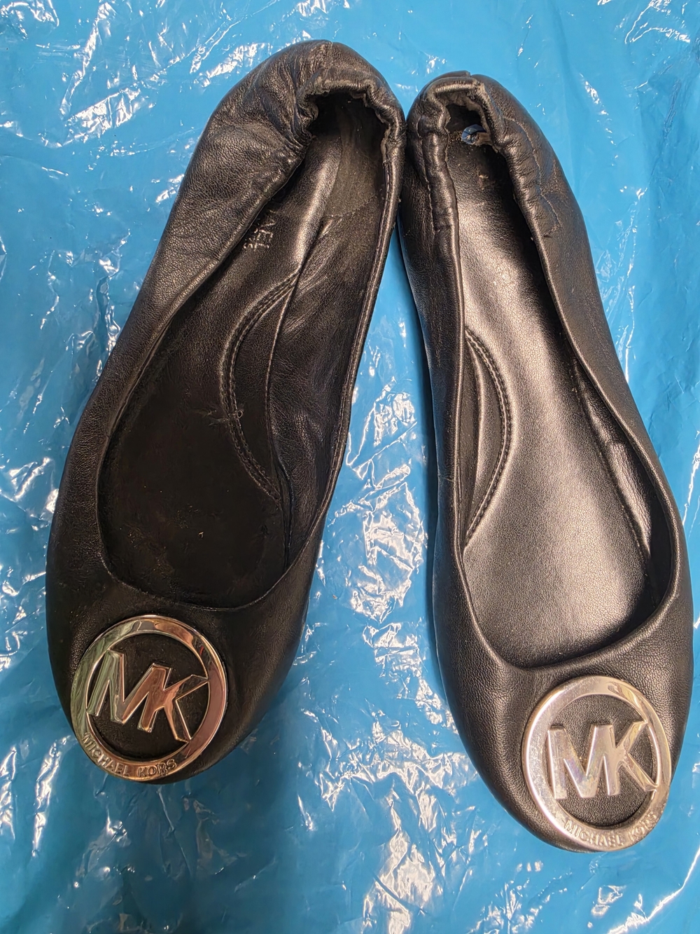 Michael Kors Black Leather Logo Ballet Flats